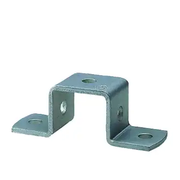 <strong>Applications</strong><ul> <li>Eléments de montage résistants pour la réalisation de cadres ou de rayonnages en liaison avec la gamme MPC. </ul><br><strong>Avantages</strong><ul><li>Elément de montage aisé pour la réalisation d’ensemble avec le rail de supportage <li>Grande souplesse d’utilisation <li>Les différents perçages de l’oméga permettent le positionnement de l’ouverture du rail dans le sens souhaité <li>Pour fixation à la structure évitant les rotations</li></ul><br>_1